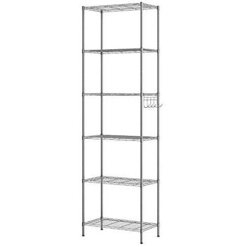 Himimi 6-Tier Wire Shelving Unit, Free Standing Shelf, Metal Storage Shelves, Heavy Duty Organizer Rack for Garage, Kitchen, Living Room, Bathroom, 21.26L x 11.42W x 62.99H, Silver