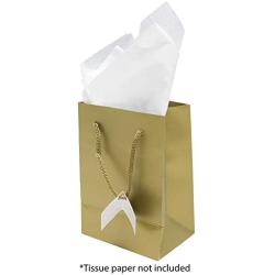 Novel Box® Gold Matte Laminated Euro Tote Paper Gift Bag Bundle 4.75''X3.25''X6.75'' (10 Count) + NB Cleaning Cloth