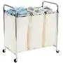 Seville Classics Mobile 3-Bag Heavy-Duty Laundry Hamper Sorter Cart
