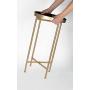 Kate and Laurel Celia Round Metal Foldable Tray Accent Table, Black with Gold Base