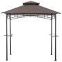 Sunjoy L-GG001PST-F 8 X 5 Soft Top Brown Double Tiered Canopy Grill Gazebo With 4Pcs Led Gazebo Grill,