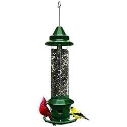 Squirrel Buster Plus Squirrel-proof Bird Feeder w/Cardinal Ring and 6 Feeding Ports, 5.1-pound Seed Capacity, Adjustable, Pole-mountable (POLE ADAPTOR SOLD SEPARATELY), Green