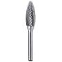 YUFUTOL SH-5 Tungsten Carbide Burr Flame Shape Double Cut Rotary Burrs File(1/2cutter Dia ， 1.25Cutter Length) with 1/4 (6.35mm) Shank dia
