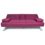 NOUVCOO Futon Sofa Bed Modern Linen Upholstered Couch, Convertible Folding Recliner Lounge Futon Couch with 2 Cup Holders/Armrest/Metal Legs for Living Room, Home Furniture, School Dormitoryl, Purple