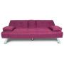 NOUVCOO Futon Sofa Bed Modern Linen Upholstered Couch, Convertible Folding Recliner Lounge Futon Couch with 2 Cup Holders/Armrest/Metal Legs for Living Room, Home Furniture, School Dormitoryl, Purple