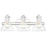 Sorren Modern Wall Light Polished Nickel Hardwired 20 1/2'' Wide 3-Light Fixture Curving Clear Glass for Bathroom Vanity Mirror - Possini Euro Design