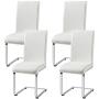 Yaheetech 4pcs Dining Chairs Armless Dining/Living Room Kitchen Chairs PU Leather Upholstered Seat and Metal Legs Side Chairs with High Back Modern, White