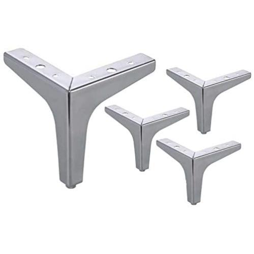 Alemon 6'' Height Straight Metal Chrome Sofa Legs Replacement Parts with Screws, Set of 4