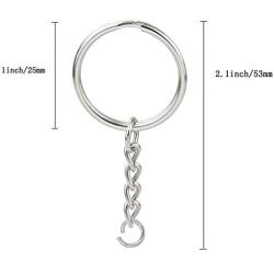 Metal Split Keychain Rings with Chain Keychain Ring with Open Jump Ring Connector 1inch/25mm Key Rings Nickel Plated Split Key Rings with Chain and Jump Rings Bulk for Keychain Lanyard 120pcs Hywei