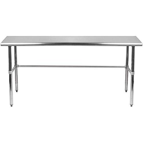 AmGood Stainless Steel Work Table Open Base | Metal Work Bench (Stainless Steel Work Table Open Base, 48'' Long x 18'' Deep)