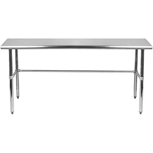 AmGood Stainless Steel Work Table Open Base | Metal Work Bench (Stainless Steel Work Table Open Base, 48'' Long x 18'' Deep)