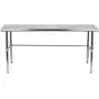 AmGood Stainless Steel Work Table Open Base | Metal Work Bench (Stainless Steel Work Table Open Base, 48'' Long x 18'' Deep)