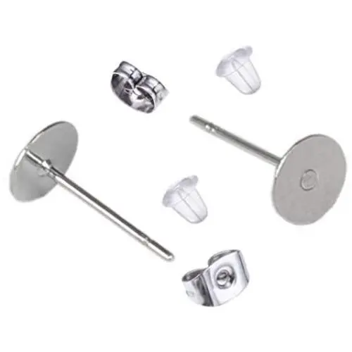 100 Pieces Stainless Steel Earrings Posts Flat Pad,100 Pieces Butterfly Earring Backs,100 Pieces Bullet Earring Backs,Total 300 Pieces (6mm) 100 Pieces Stainless Steel Earrings Posts Flat Pad,100 Pieces Butterfly Earring Backs,100 Pieces Bullet Earring Backs,Total 300 Pieces (6mm)