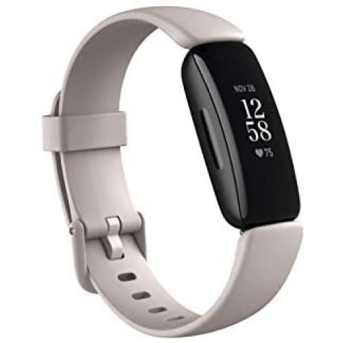 Fitbit Inspire 2 Health & Fitness Tracker with a Free 1-Year Fitbit Premium Trial, 24/7 Heart Rate, Black/White, One Size (S & L Bands Included)