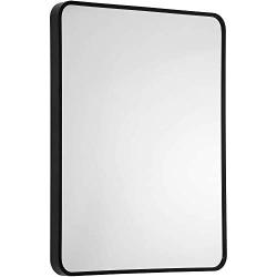 HEARTH & STONE Matte Black Mirror for Bathroom, Black Vanity Mirror, Black Bathroom Mirror Black Frame Mirror (22x28) Black Mirror for Wall Black Rectangle Mirror Black Wall Mirror Black Metal Mirror