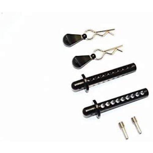 GPM Axial SMT10 MAX-D Upgrade Parts (AX90057) Aluminum Front/Rear Body Post with Clip & Mount - 1 Set Black