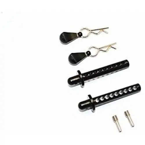 GPM Axial SMT10 MAX-D Upgrade Parts (AX90057) Aluminum Front/Rear Body Post with Clip & Mount - 1 Set Black