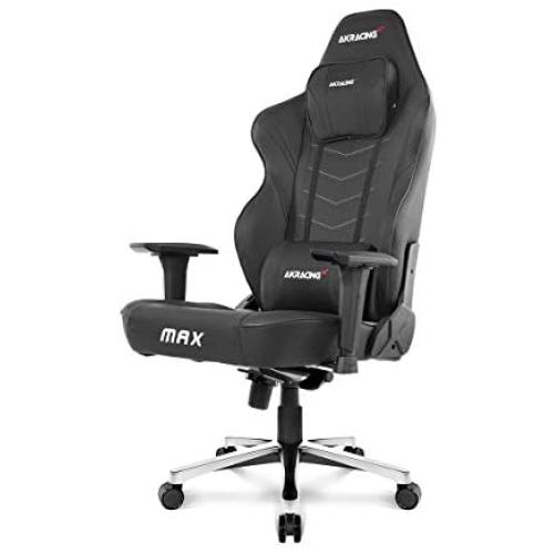 AKRacing Masters Series Max Gaming Chair with Wide Flat Seat, 400 Lbs Weight Limit, Rocker and Seat Height Adjustment Mechanisms - Black