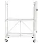 Origami Rack 3 Tier Foldable Storage Rolling Cart Metal Wire Organizer Shelves | Small Portable Pre-Assembled with wheels | 29'' W x 13'' D x 35.5'' H | R3 Series White