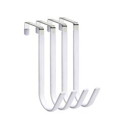 HOUSE DAY Over The Door Hook Fitting Most Sized Doors, Sturdy Metal Door Hangers Hold Up to 30Lbs, Over The Door Hooks for Hanging Coats, Towels, Bags (White, 4 Pack)