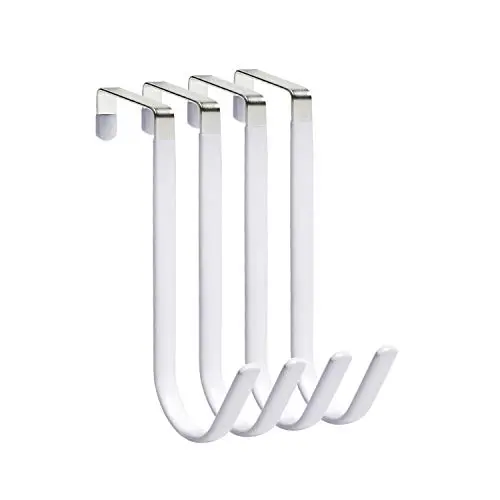 HOUSE DAY Over The Door Hook Fitting Most Sized Doors, Sturdy Metal Door Hangers Hold Up to 30Lbs, Over The Door Hooks for Hanging Coats, Towels, Bags (White, 4 Pack) HOUSE DAY Over The Door Hook Fitting Most Sized Doors, Sturdy Metal Door Hangers Hold Up to 30Lbs, Over The Door Hooks for Hanging Coats, Towels, Bags (White, 4 Pack)