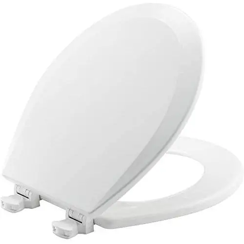 BEMIS 500EC 390 Toilet Seat with Easy Clean & Change Hinges, ROUND, Durable Enameled Wood, Cotton White BEMIS 500EC 390 Toilet Seat with Easy Clean & Change Hinges, ROUND, Durable Enameled Wood, Cotton White