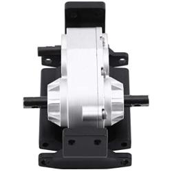 Qiterr Metal Gearbox Transfer Case with Mount for SCX10 / D90 1/10 RC Crawler Car RC Metal Transfer Case Black + Silver Part