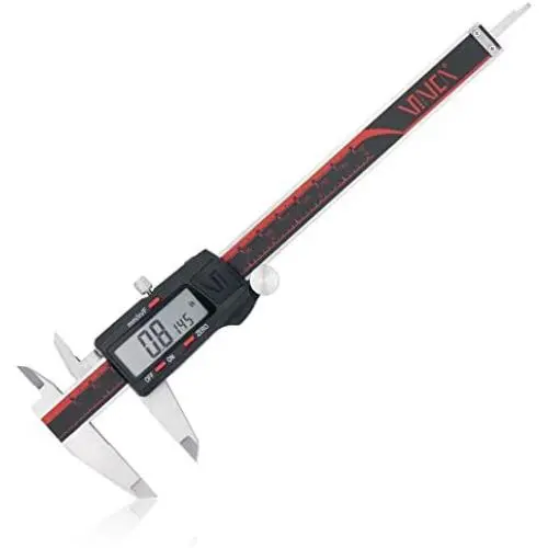 VINCA DCLA-0605 Electronic Digital Vernier Micrometer Caliper Measuring Tool Stainless Steel Large LCD Screen 0-6 Inch/150mm, Inch/Metric/Fractions, Red/Black VINCA DCLA-0605 Electronic Digital Vernier Micrometer Caliper Measuring Tool Stainless Steel Large LCD Screen 0-6 Inch/150mm, Inch/Metric/Fractions, Red/Black
