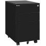 Bonnlo Mobile File Cabinet with Lock, 3 Smooth Gliding Drawers and Wheels for Home Office, Fully Assembled Except Casters, Black