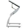 SD STUDIO DESIGNS Triflex Drawing Table, Sit to Stand Up Adjustable Office Home Computer Desk, 35.25'' W X 23.5'' D, Silver/Blue Glass