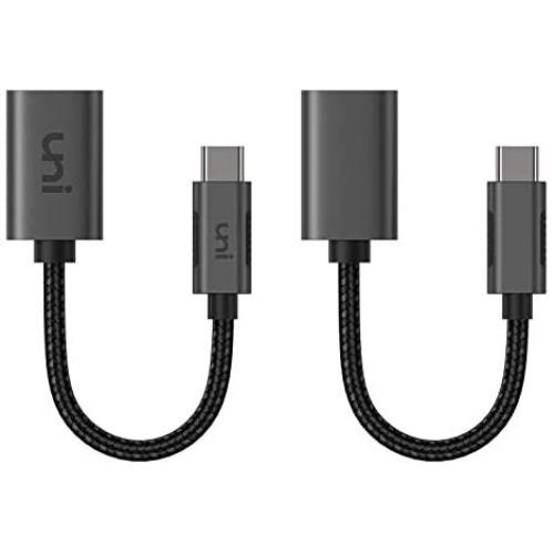 uni USB C to USB Adapter 2 Pack, Aluminum USB-C [Thunderbolt 3] to USB 3.0 Adapter OTG Cable Compatible for MacBook Pro 2020/2019/2018, MacBook Air/iPad Pro 2020, Dell XPS, Galaxy S21/Note10 and More