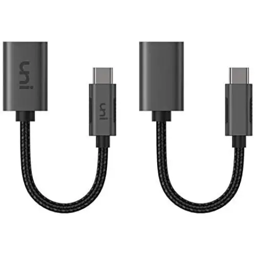 uni USB C to USB Adapter 2 Pack, Aluminum USB-C [Thunderbolt 3] to USB 3.0 Adapter OTG Cable Compatible for MacBook Pro 2020/2019/2018, MacBook Air/iPad Pro 2020, Dell XPS, Galaxy S21/Note10 and More