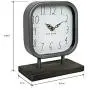 Rae Dunn Desk Clock - Battery Operated Modern Metal Rustic Design with Wooden Base for Bedroom, Office, Kitchen - Small Classic Analog Display - Chic Home Décor for Desktop Table, Countertop