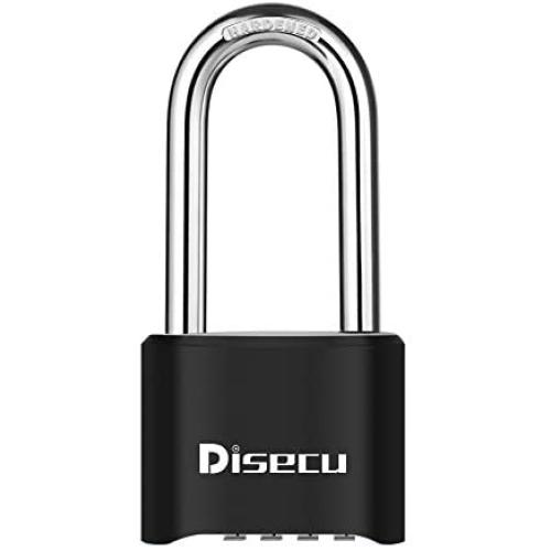 Disecu Heavy Duty 4 Digit Combination Lock 2.5 Inch Long Shackle Outdoor Waterproof Padlock for Gate, Fence, Gym Locker, Bike (Black)