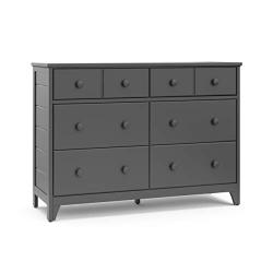 Storkcraft Moss 6 Drawer Universal Double Dresser (Gray) - Bedroom Furniture Storage, Modern Farmhouse Style, Sturdy and Durable Wood Construction, 6 Deep Spacious Drawers, Steel Hardware