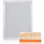 Caydo 1 Piece 10 x 14 Inch Large Aluminum Screen Printing Frame with 110 White Mesh and 1 Piece 9.4 Inch Screen Printing Squeegee for Screen Printing