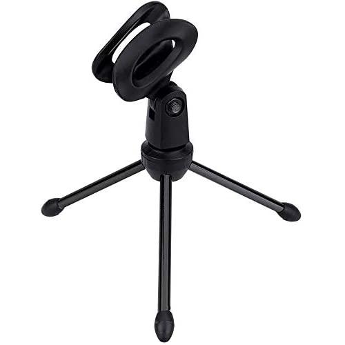 Desktop Microphone Stand, Upgraded Angle Adjustable Tripod Table Mic Stand for Recording Microphone or Other Microphone