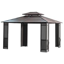 Sunjoy 10 x 12 Wyndham Hardtop Gazebo with Fabric Screen - Faux Copper Top