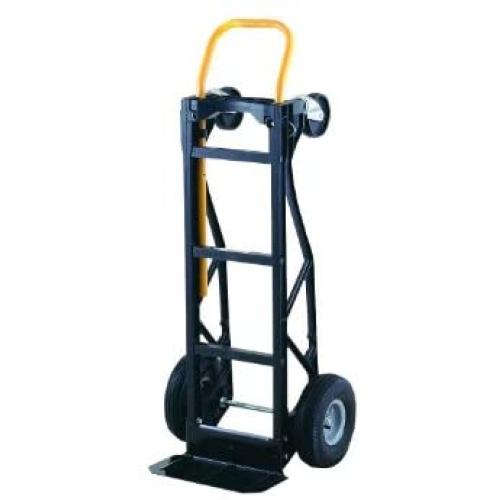 Harper Trucks 700 lb Capacity Glass Filled Nylon Convertible Hand Truck and Dolly with 10'' Pneumatic Wheels , Black with yellow handle - PGDYK1635PKD