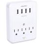 POWRUI Multi Wall Outlet Adapter Surge Protector 1680 Joules with 4-USB Ports Wall Charger, Wall Mount Charging Center 3 Outlet Wall Mount Adapter for Home, School, Office, ETL Certified