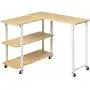 Tangkula 360° Free Rotating Sofa Side Table, Mobile End Table with 2-Tier Storage Shelves, Movable Laptop Table with Sturdy Metal Frame, Couch Side Table Snack Table for Home Office (Natural)