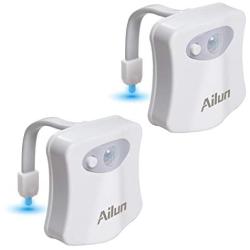 Toilet Night Light 2Pack by Ailun Motion Activated LED Light 8 Colors Changing Toilet Bowl Nightlight for Bathroom Battery Not Included Perfect Decorating Combination Along with Water Faucet Light