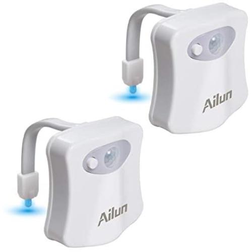 Toilet Night Light 2Pack by Ailun Motion Activated LED Light 8 Colors Changing Toilet Bowl Nightlight for Bathroom Battery Not Included Perfect Decorating Combination Along with Water Faucet Light