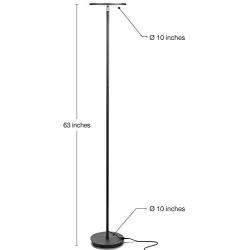 Brightech Sky LED Torchiere Super Bright Floor Lamp - Contemporary, High Lumen Light for Living Rooms & Offices - Dimmable, Indoor Pole Uplight for Bedroom Reading - Black