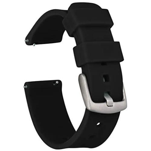 GadgetWraps 14mm Silicone Watch Band Strap with Quick Release Pins – Compatible with Pebble, Fossil, Skagen, Wristology - 14mm Quick Release Watch Band (Black, 14mm)