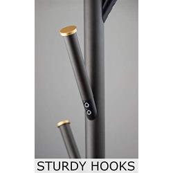 Kira Home Addison 68'' Modern 6 Hook Free Standing Metal Coat Rack, Weighted Base, Gold Cap Accents + Oil-Rubbed Bronze Finish