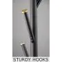 Kira Home Addison 68'' Modern 6 Hook Free Standing Metal Coat Rack, Weighted Base, Gold Cap Accents + Oil-Rubbed Bronze Finish