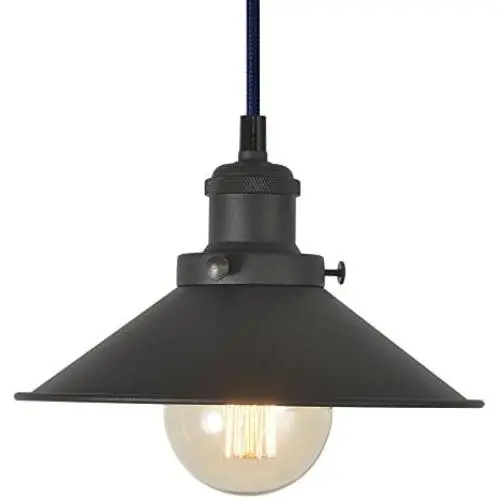 Industrial Pendant Light Fixture, XIDING Vintage Edison Hanging Light, Retro Premium Matte Black Finish Metal Shade, E26 Base, Adjustable Wire, 1-Light …