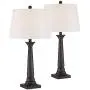 Dolbey Modern Table Lamps Set of 2 Deep Bronze Tapered Column Off White Drum Shade for Living Room Family Bedroom Bedside - 360 Lighting Dolbey Modern Table Lamps Set of 2 Deep Bronze Tapered Column Off White Drum Shade for Living Room Family Bedroom Bedside - 360 Lighting