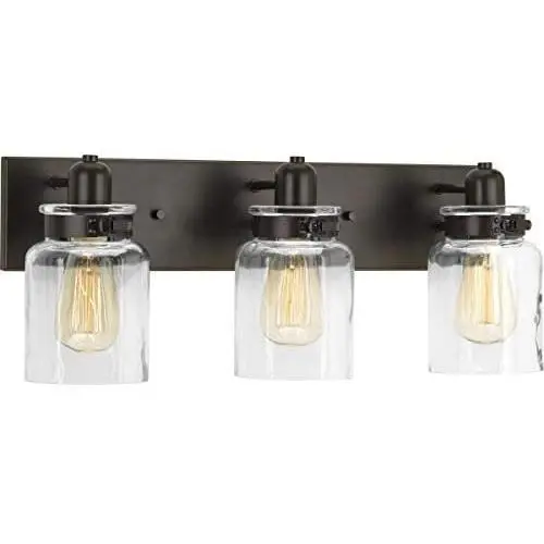 Calhoun Collection Antique Bronze Three-Light Farmhouse Bath Vanity Light Calhoun Collection Antique Bronze Three-Light Farmhouse Bath Vanity Light